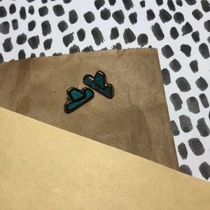 Silver and turquoise cowboy hat earrings